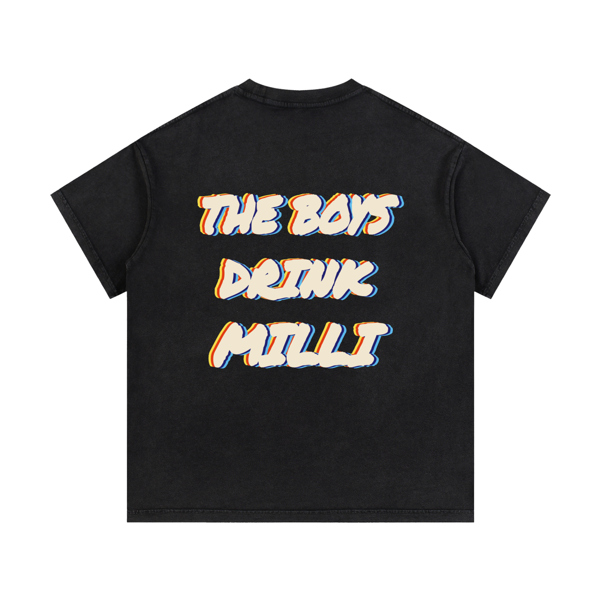 The Boys Drink Milli vintage wash tee in black by Milli, view 2