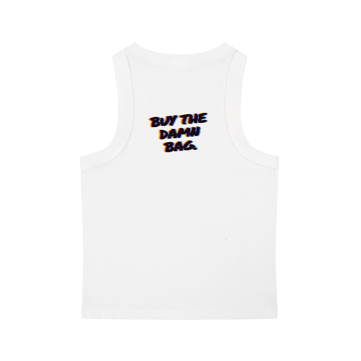 Buy The Damn Bag women's washed tank in white by Milli, view 2