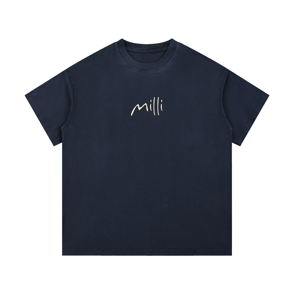 Socially Invincible vintage wash tee in royal blue by Milli
