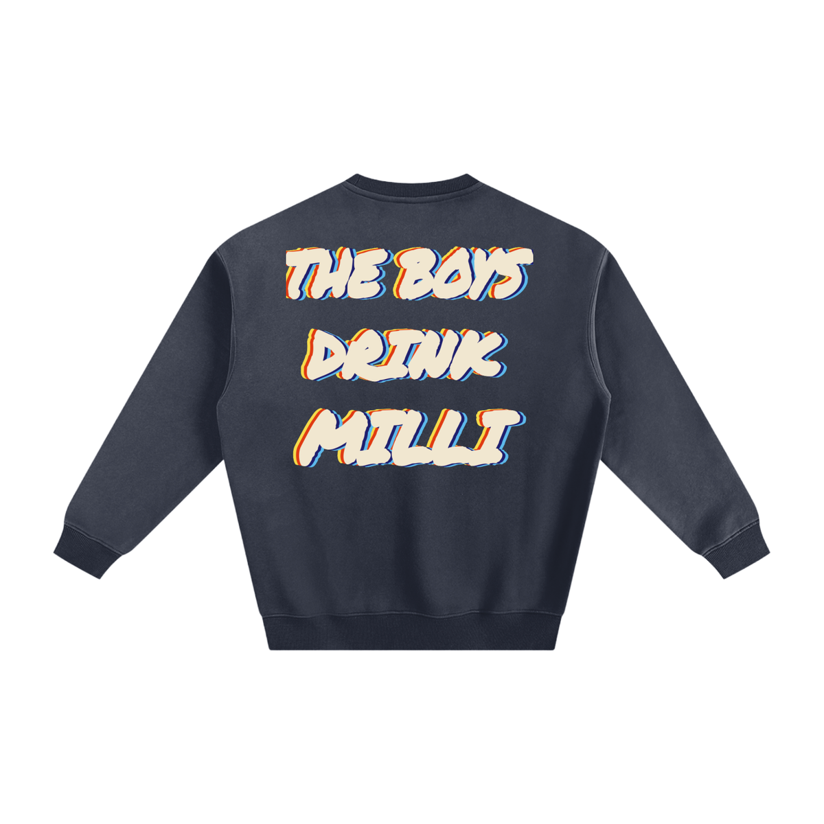 The Boys Drink Milli fleeced crewneck in navy blue by Milli, view 2