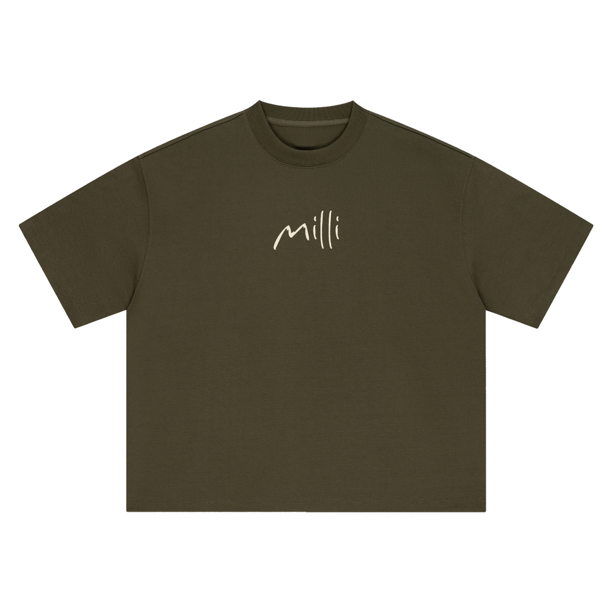 Say Yes. Figure It Out Later heavyweight boxy tee in army green by Milli