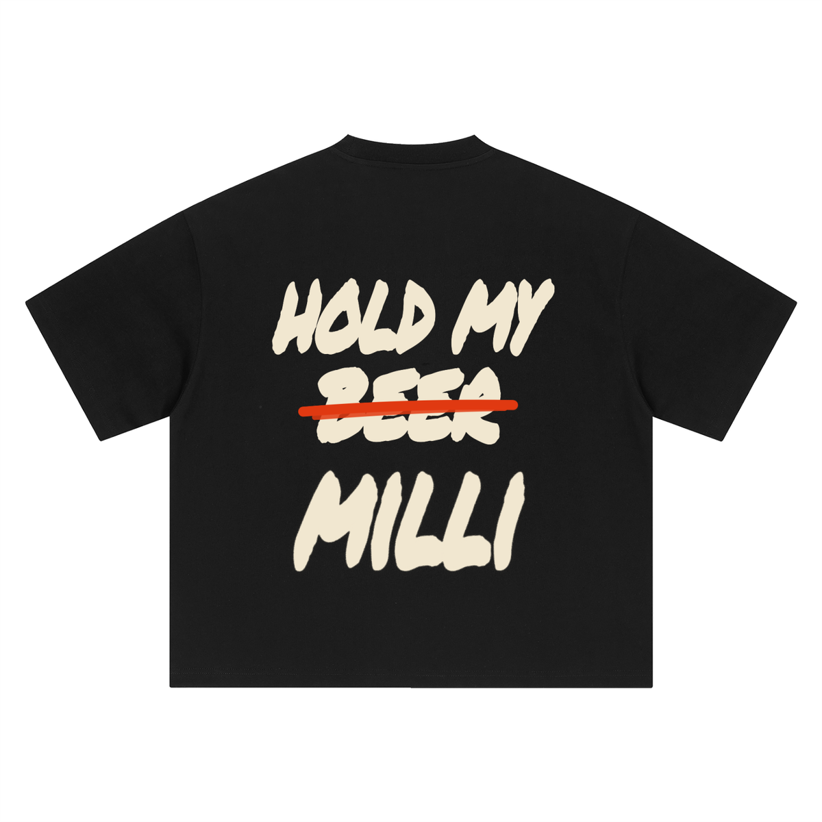 Hold My Milli heavyweight boxy tee in black by Milli, view 2
