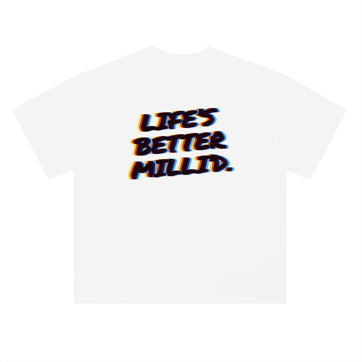 Life's Better Milli'd heavyweight drop-shoulder tee in lucent white by Milli, view 2