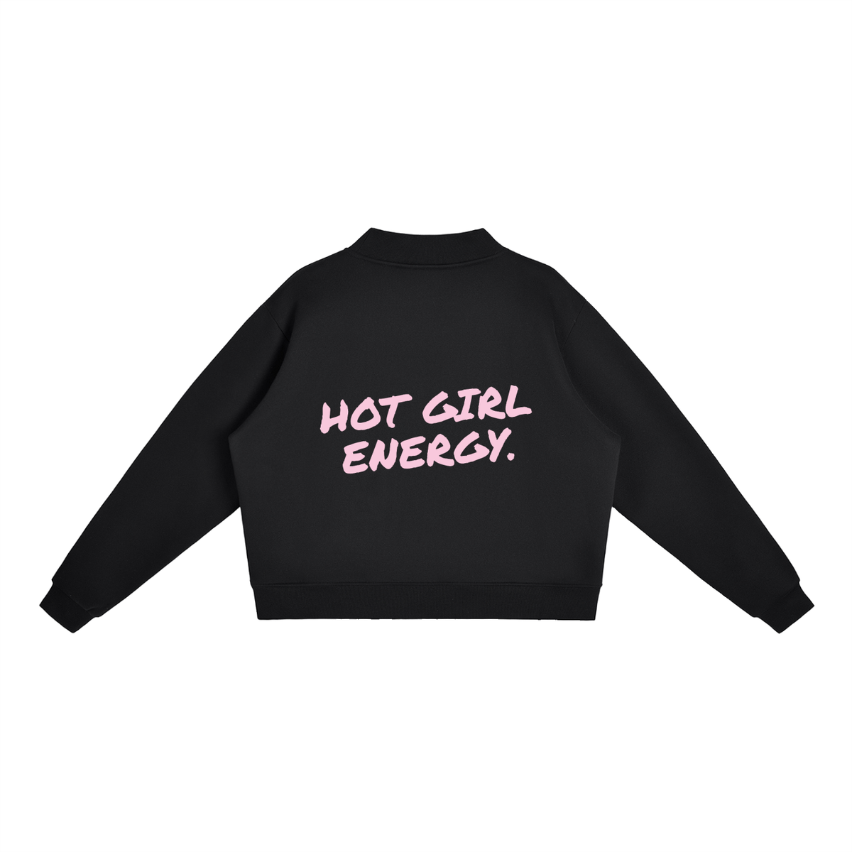 Hot Girl Energy women's mock-neck sweatshirt in black by Milli, view 2