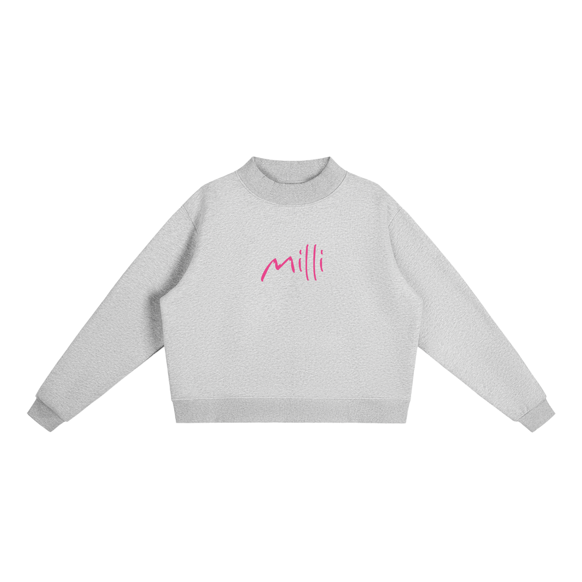 Hot Girl Energy women's mock-neck sweatshirt in flower gray by Milli