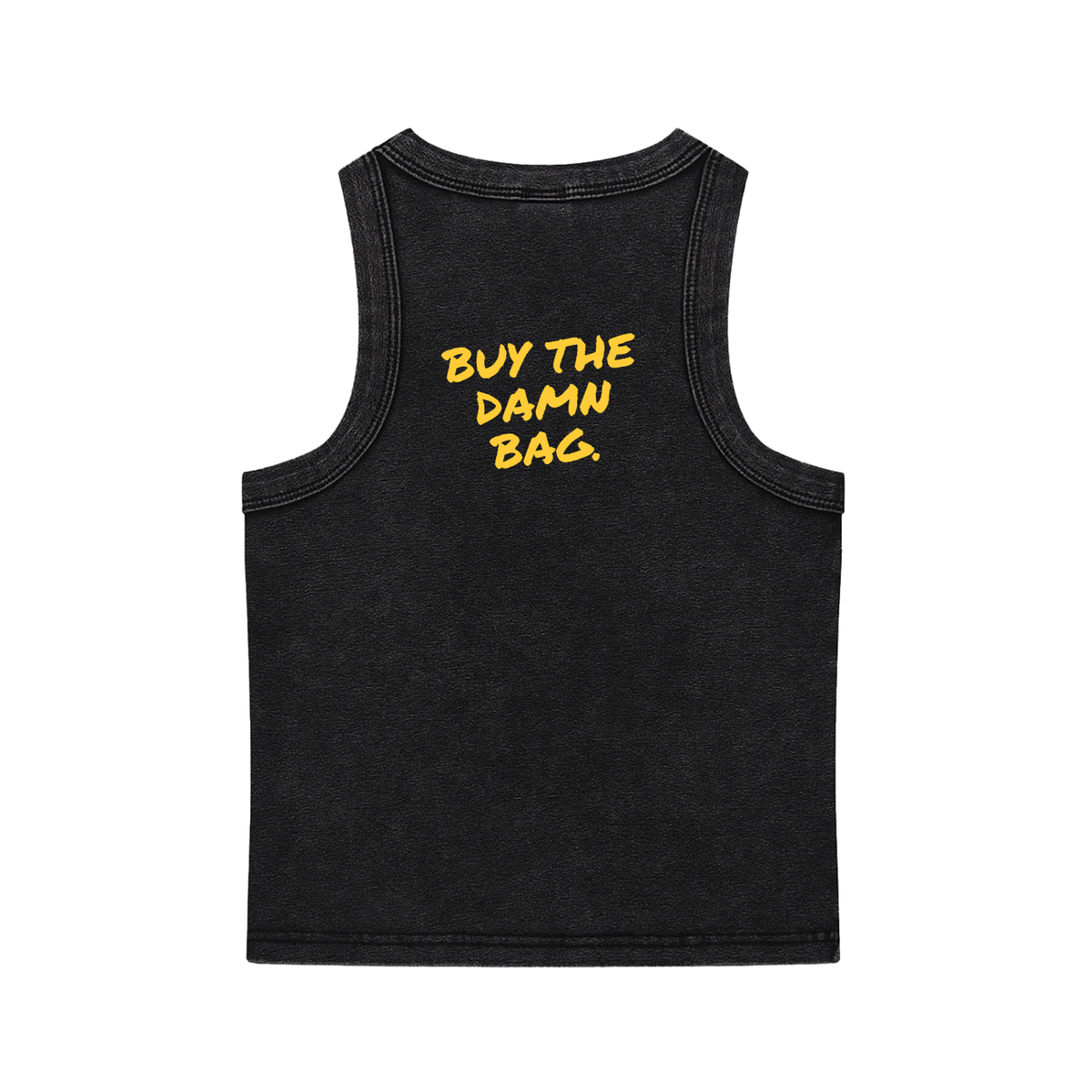 Buy The Damn Bag women's washed tank in black by Milli, view 2