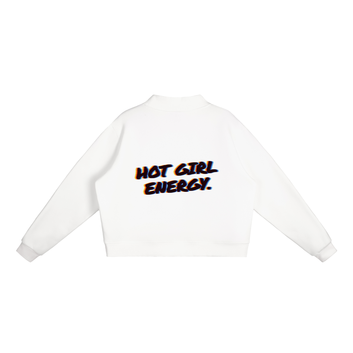 Hot Girl Energy women's mock-neck sweatshirt in white by Milli, view 2