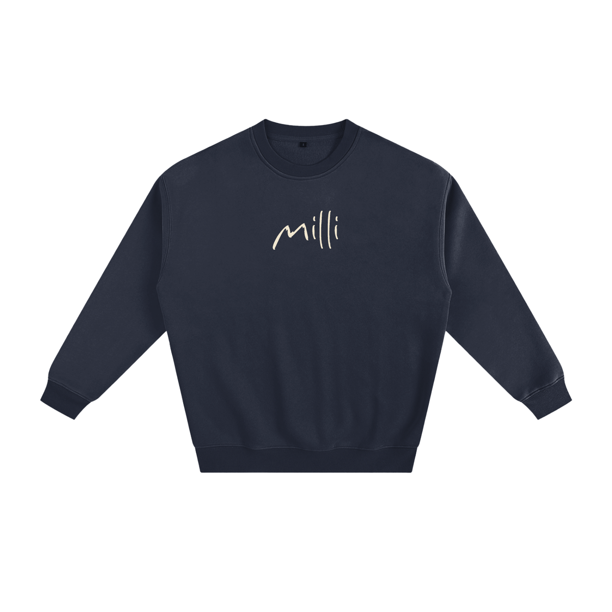 The Boys Drink Milli fleeced crewneck in navy blue by Milli