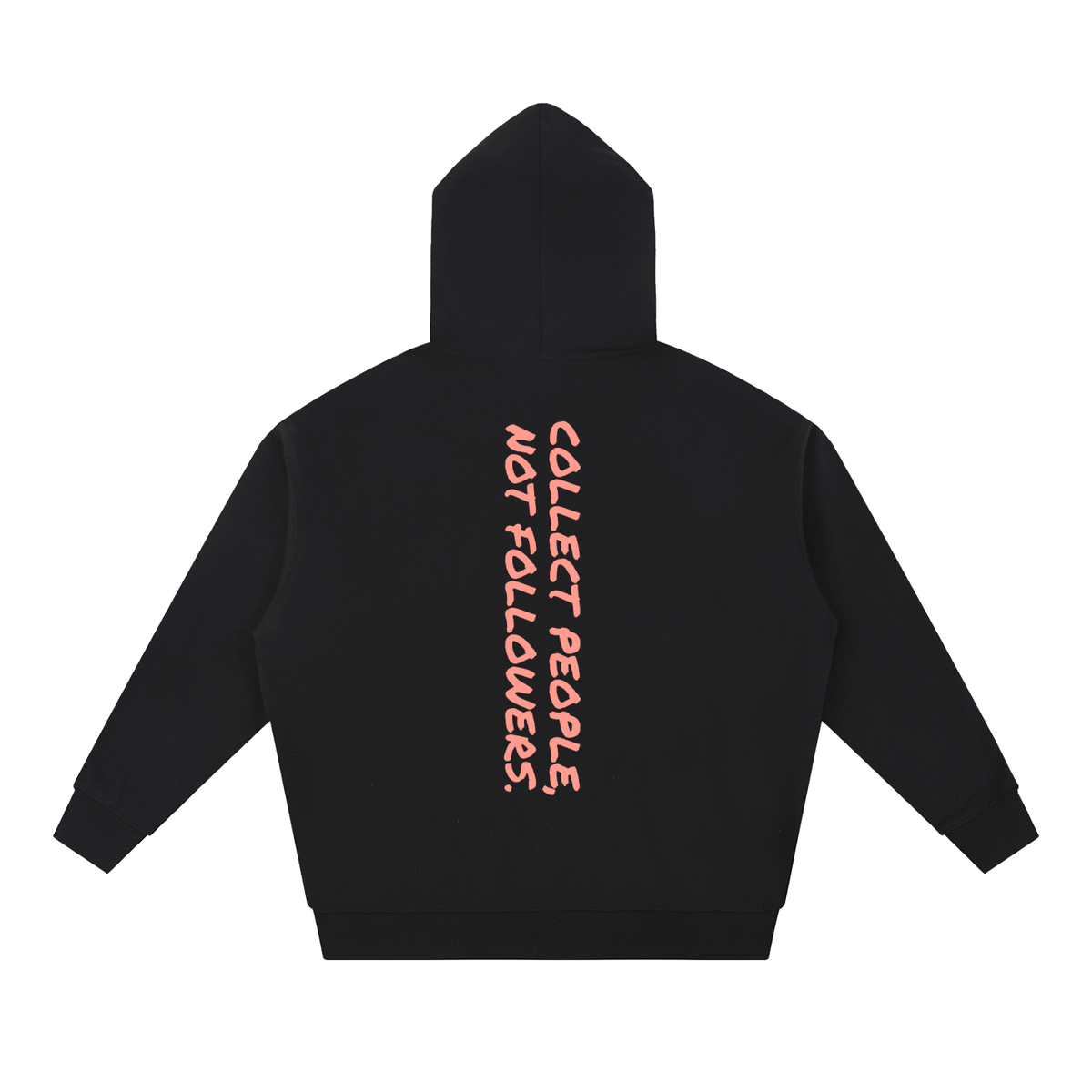 Collect People, Not Followers heavyweight hoodie in black by Milli, view 2