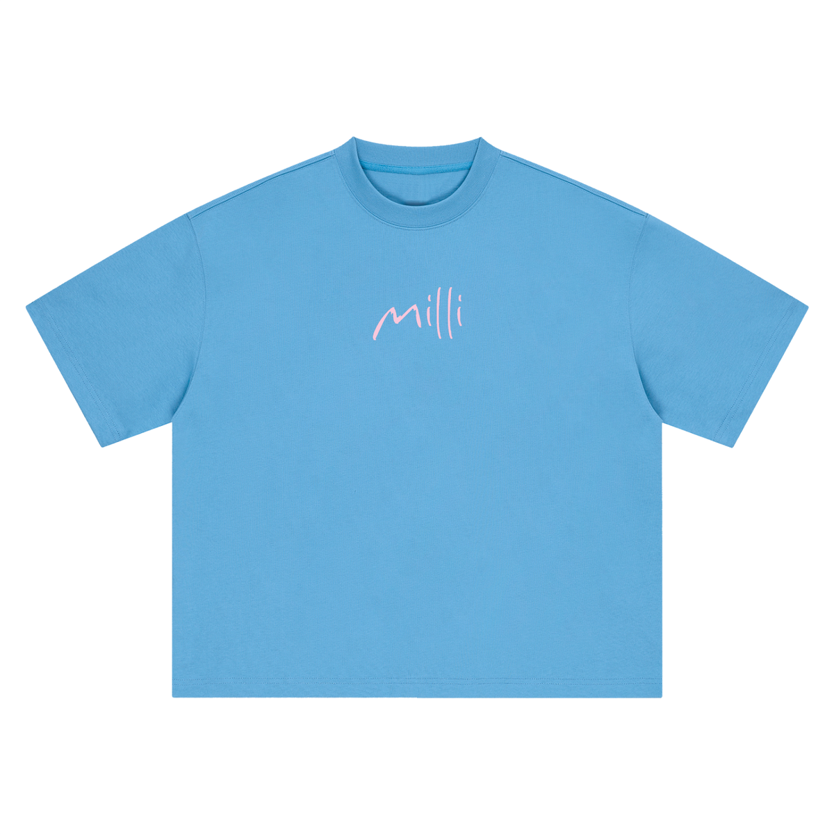 Say Yes. Figure It Out Later heavyweight boxy tee in sky blue by Milli