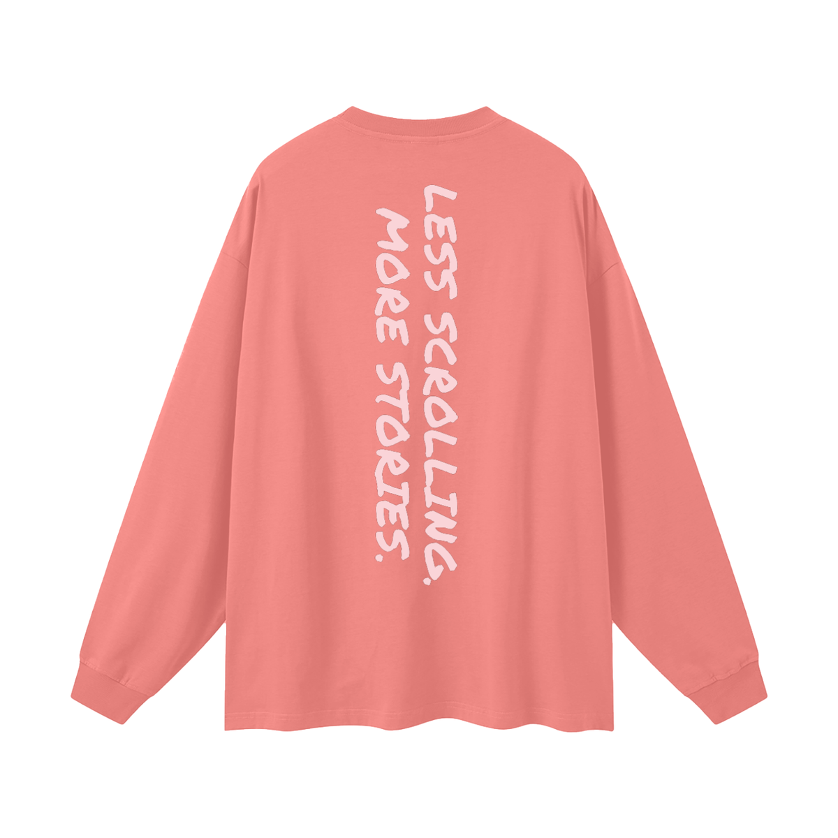 Less Scrolling. More Stories oversized long sleeve tee in watermelon red by Milli, view 2