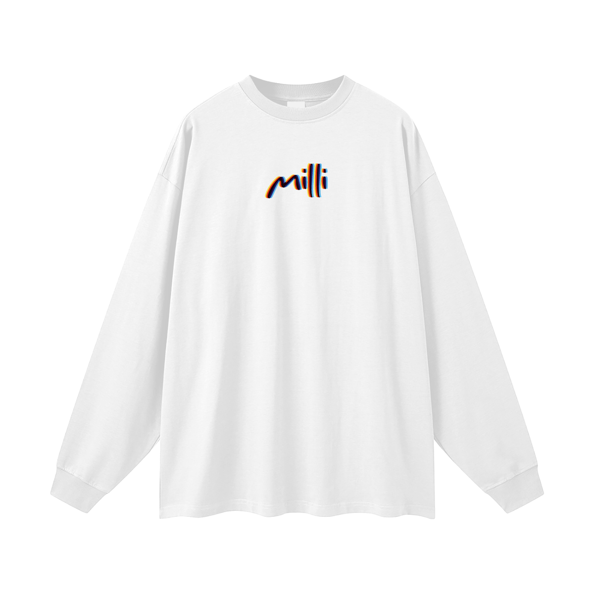 Less Scrolling. More Stories oversized long sleeve tee in white by Milli
