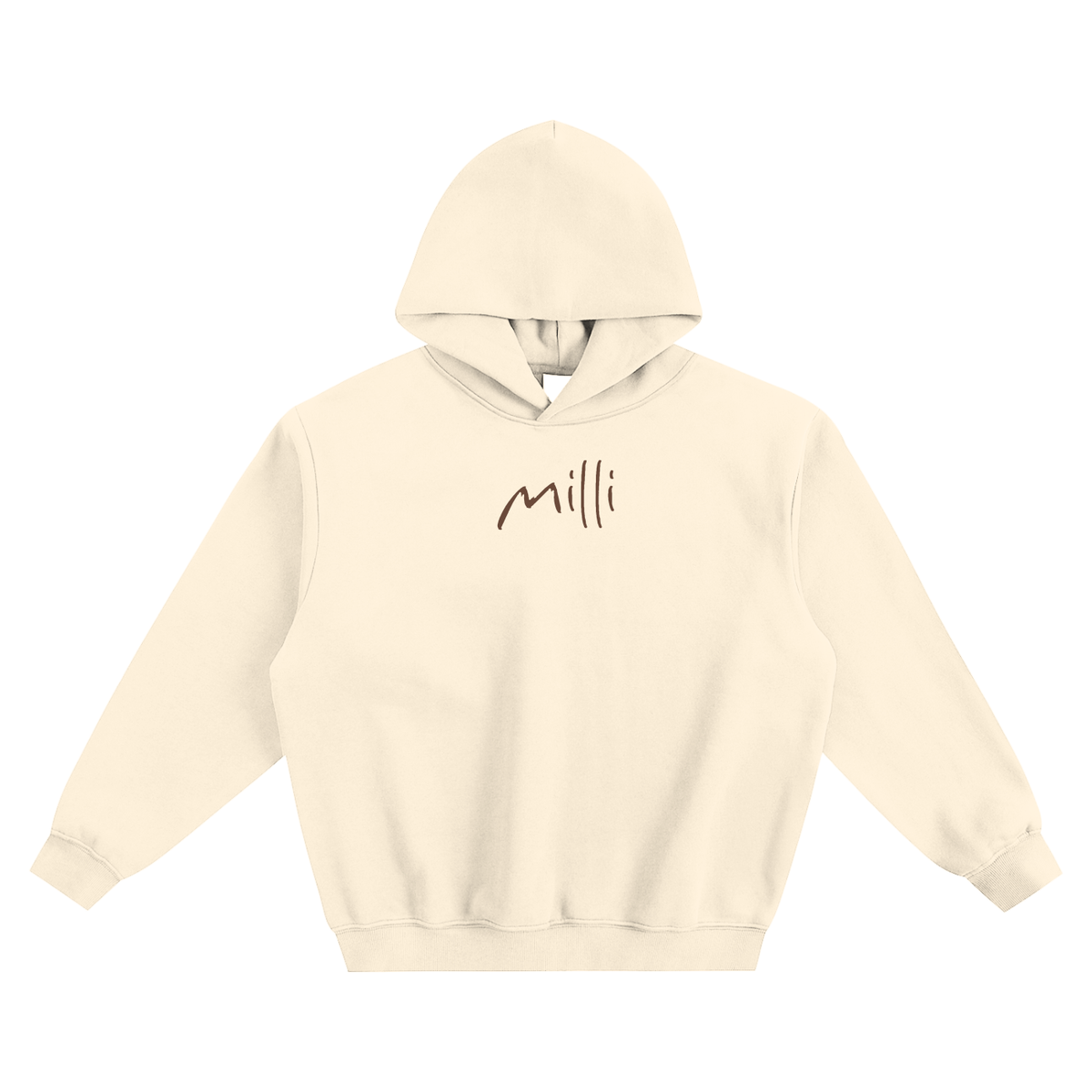 Recreationally Unavailable fleeced boxy hoodie in cream apricot by Milli