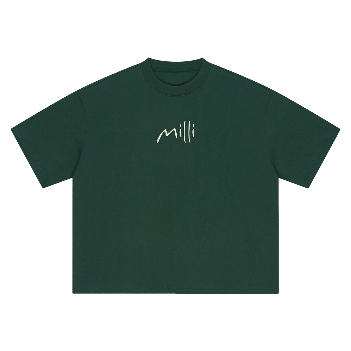 The Boys Drink Milli heavyweight boxy tee in dark green by Milli