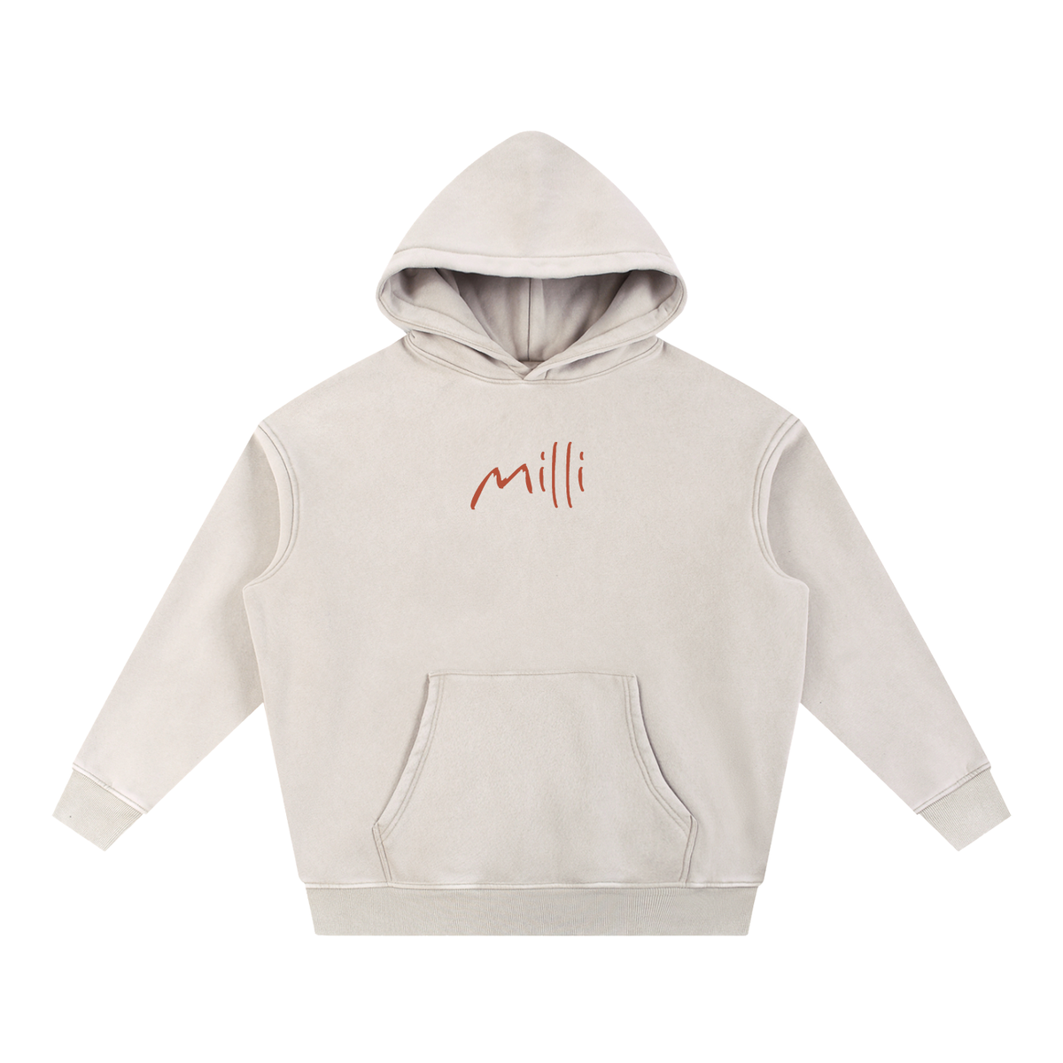 Love People Out Loud snow wash fleece hoodie in mild apricot by Milli