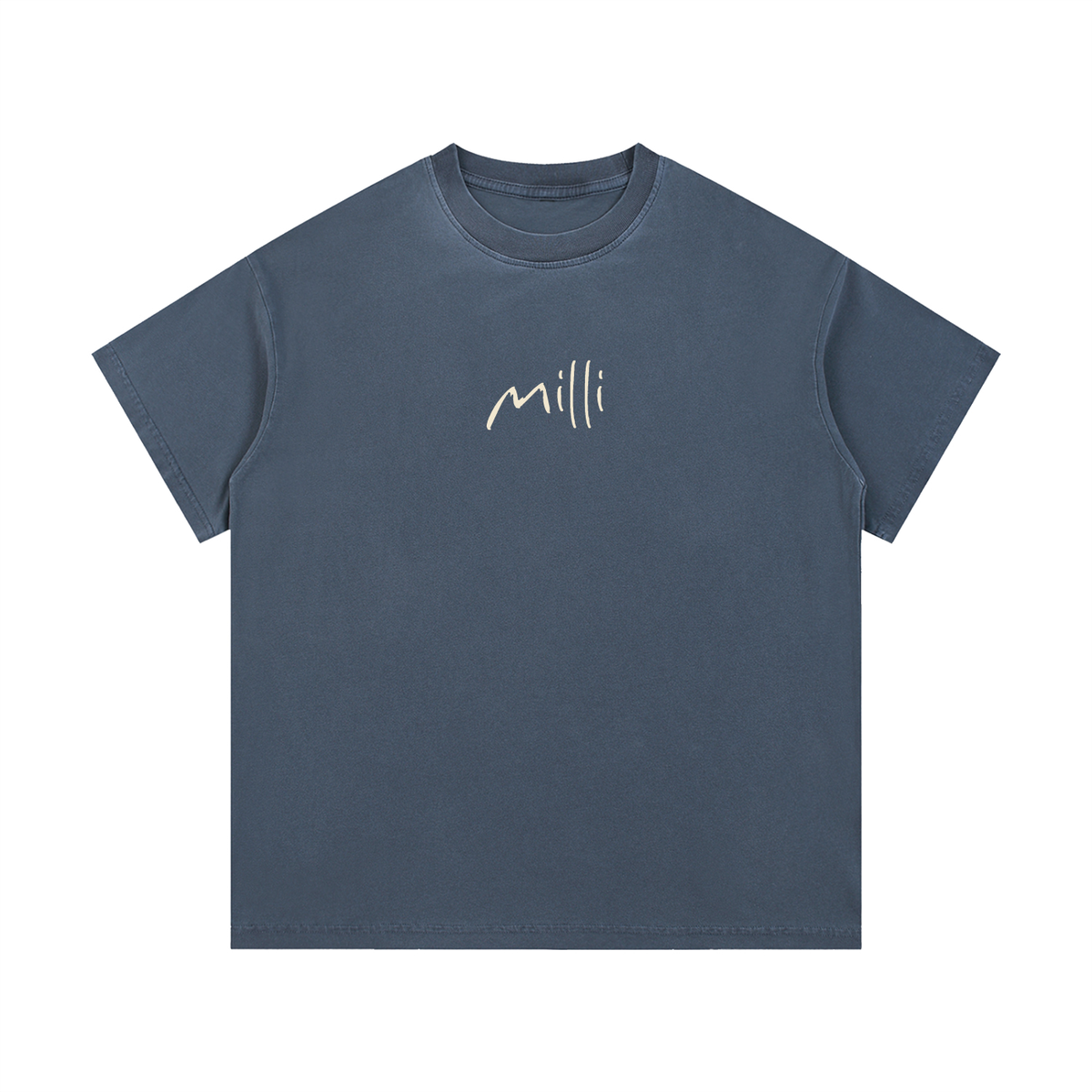 Hold My Milli vintage wash tee in gray blue by Milli
