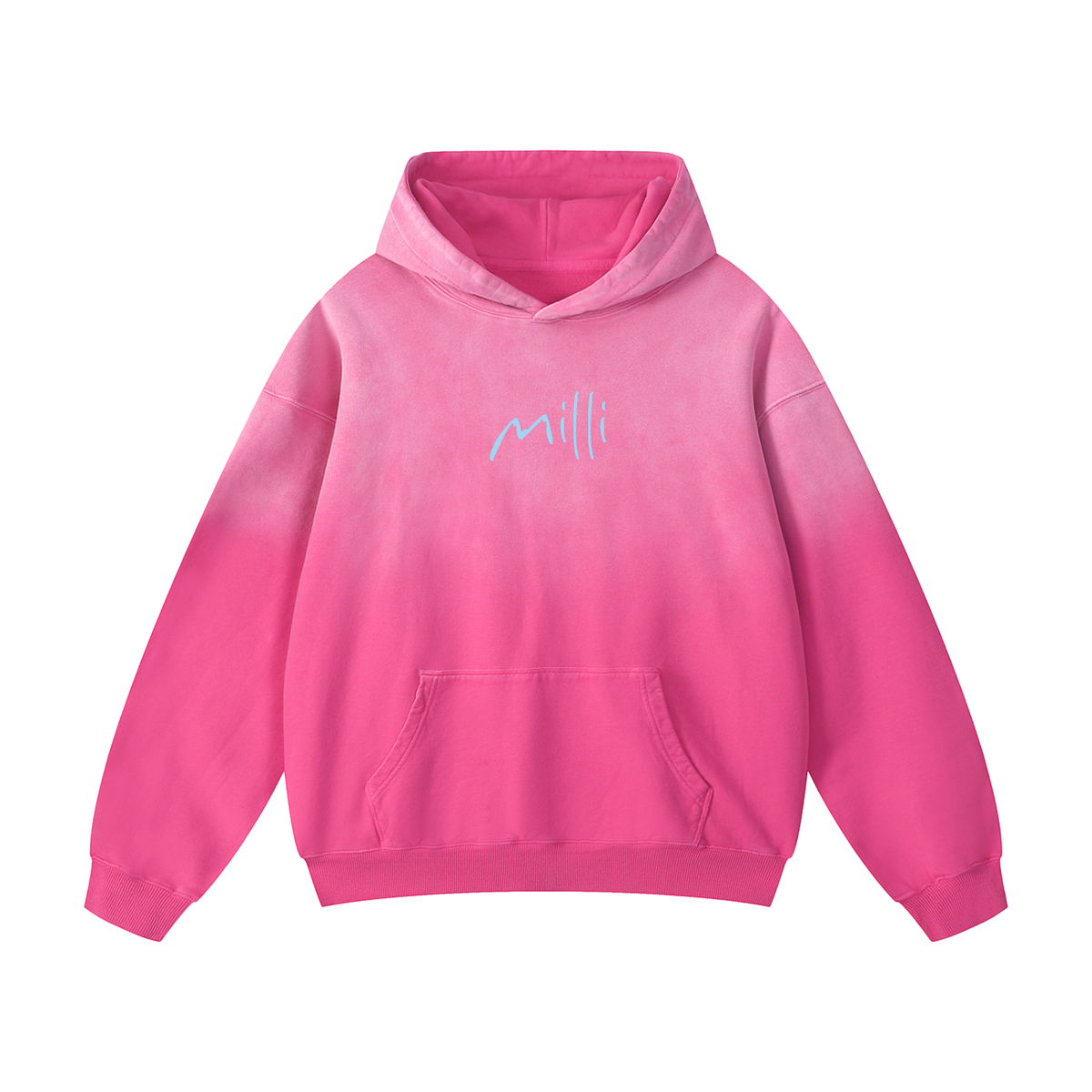 Happy Looks Hot On You sunfade oversized hoodie in pink by Milli