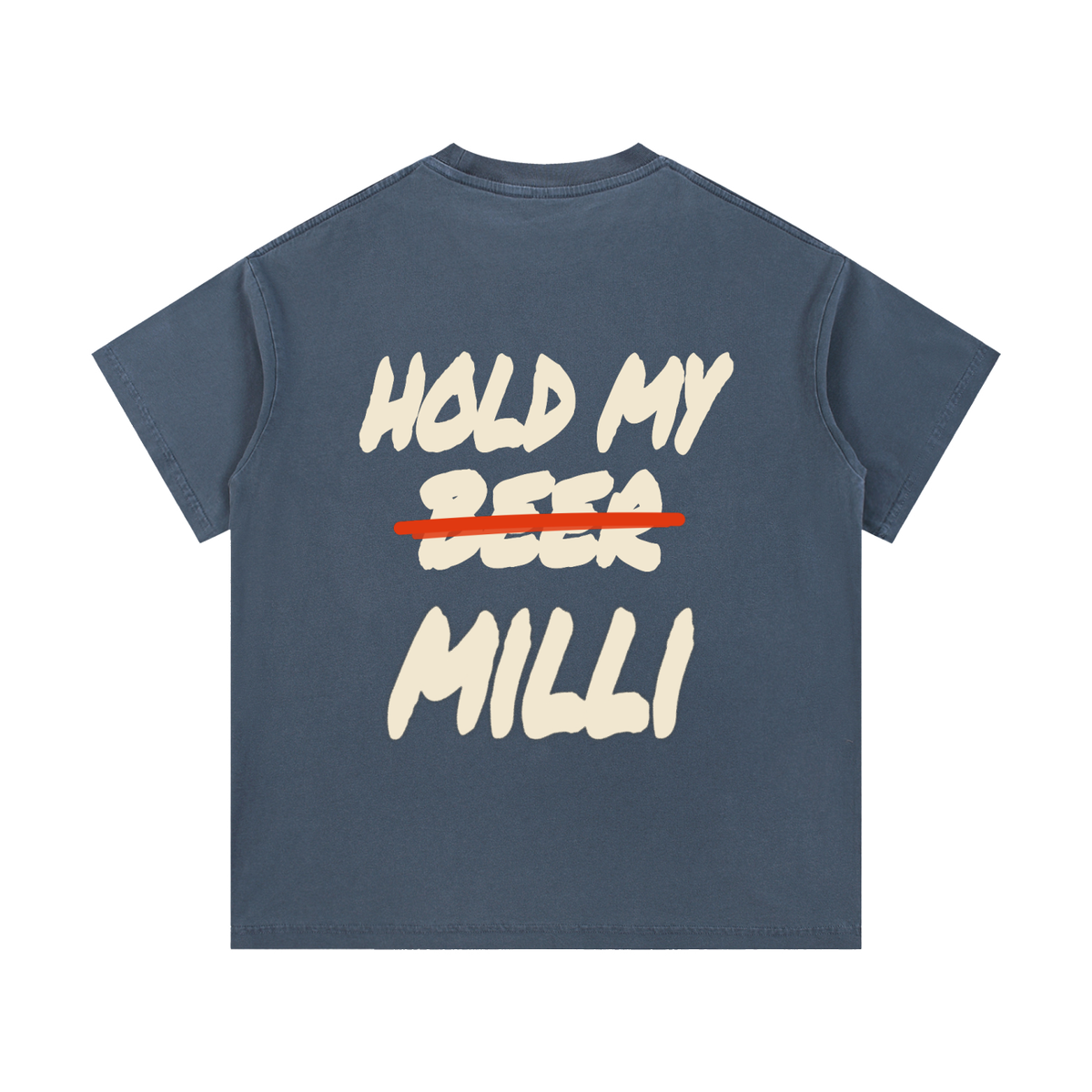 Hold My Milli vintage wash tee in gray blue by Milli, view 2