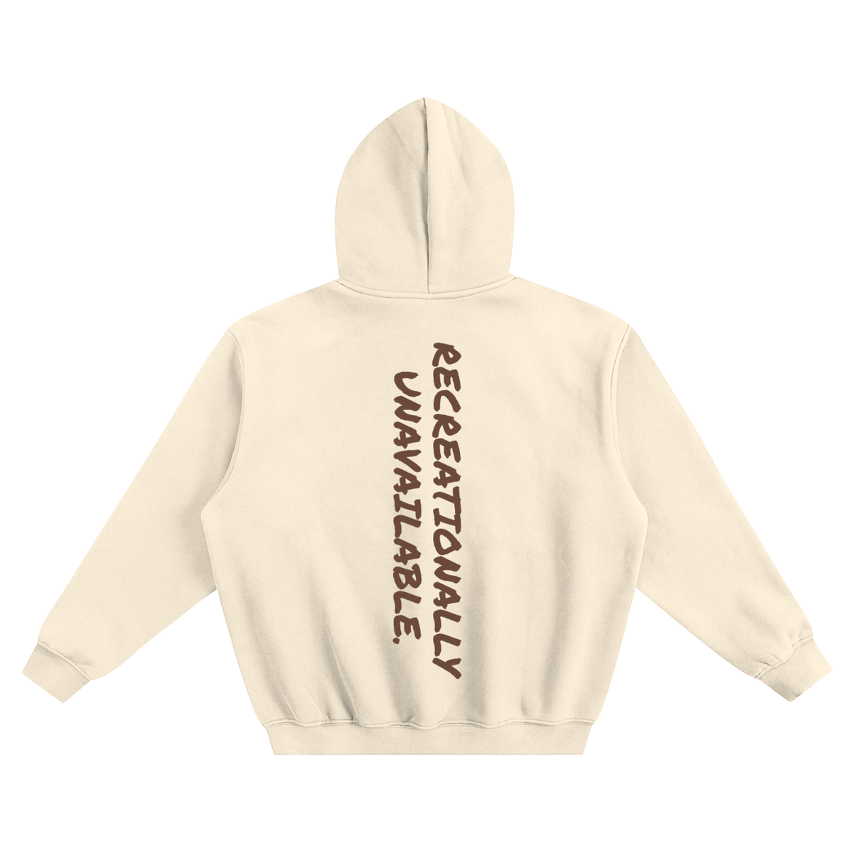 Recreationally Unavailable fleeced boxy hoodie in cream apricot by Milli, view 2