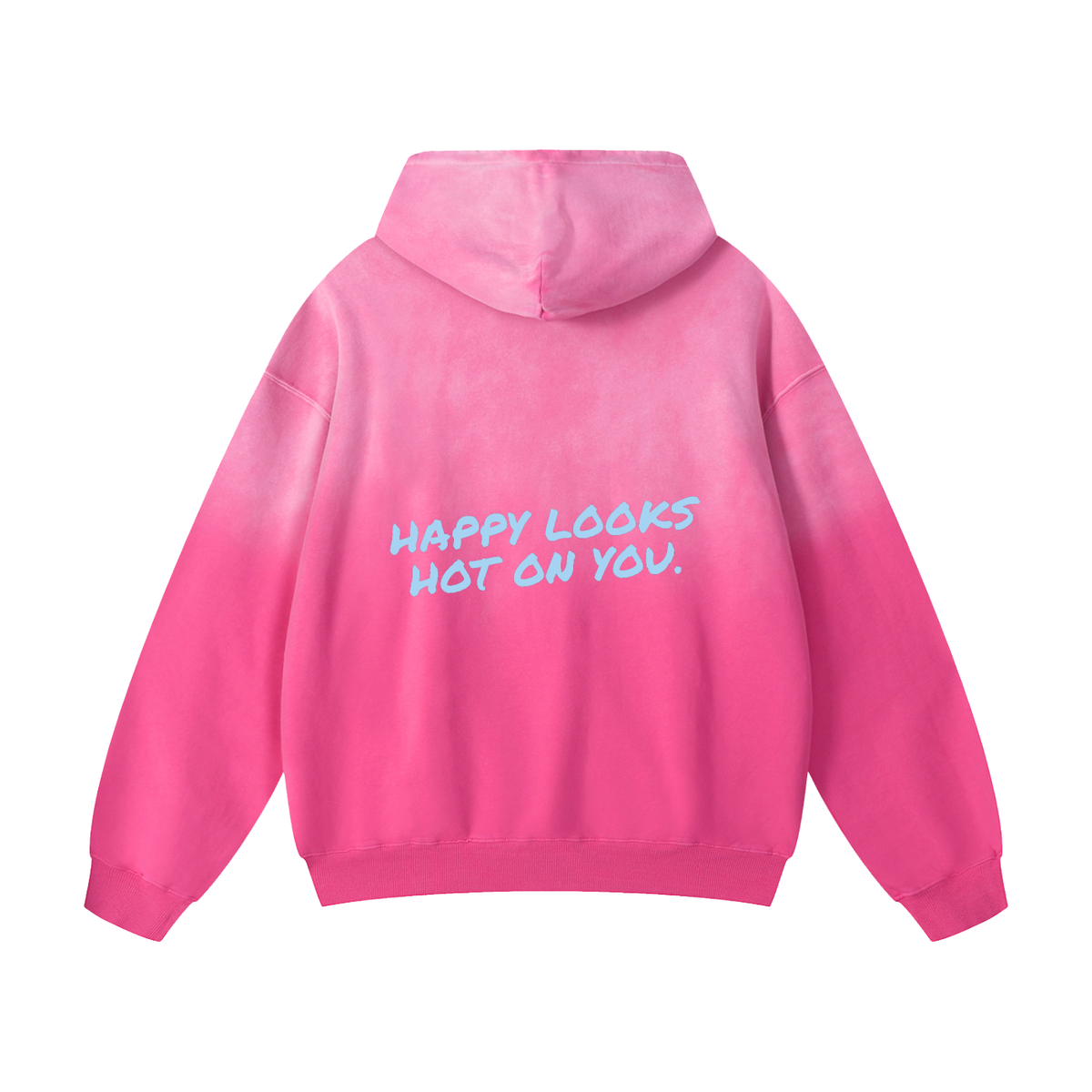 Happy Looks Hot On You sunfade oversized hoodie in pink by Milli, view 2