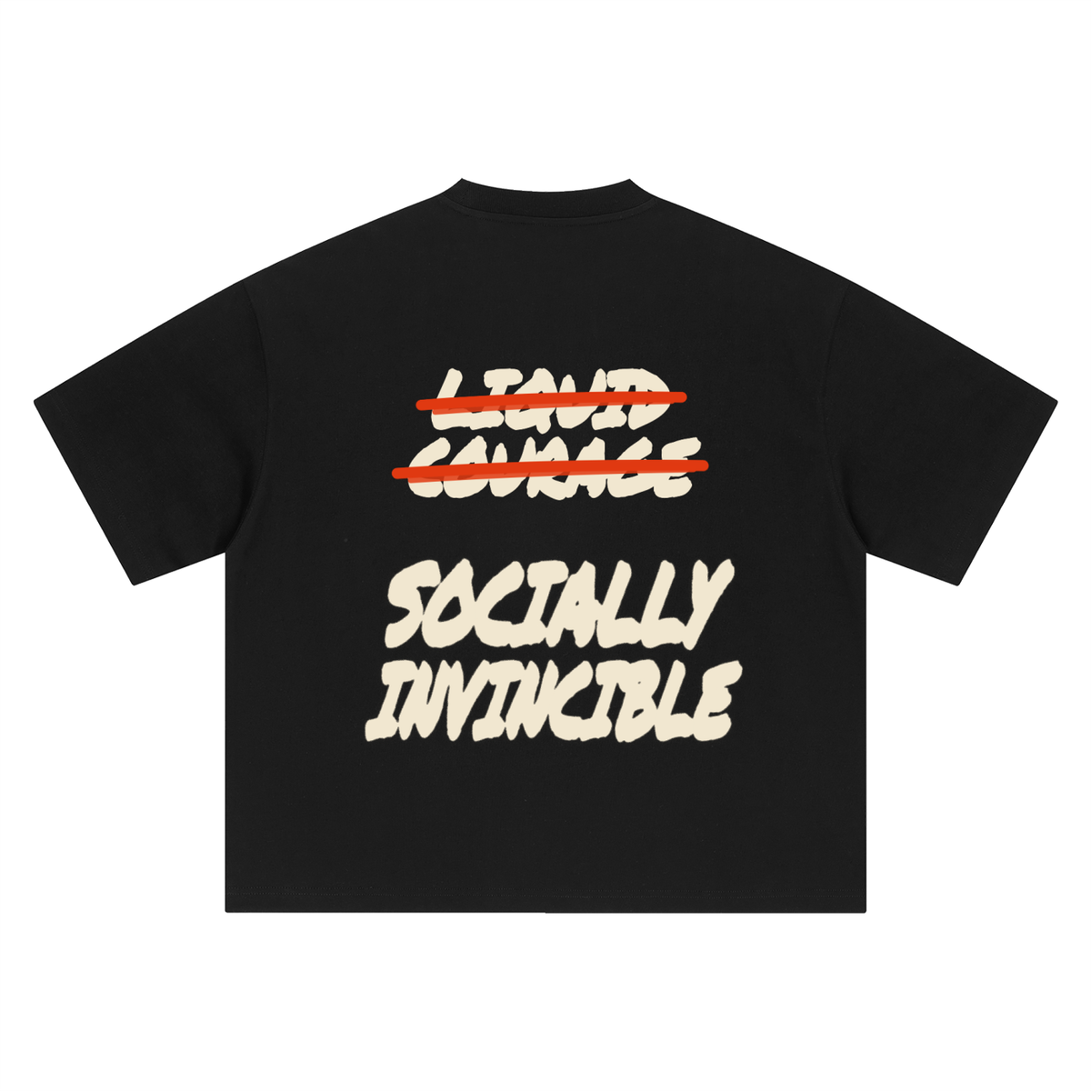 Socially Invincible heavyweight boxy tee in black by Milli, view 2