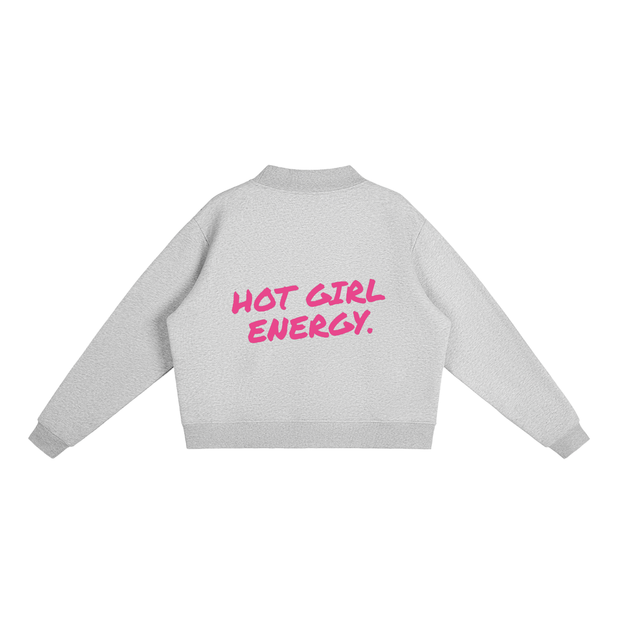 Hot Girl Energy women's mock-neck sweatshirt in flower gray by Milli, view 2
