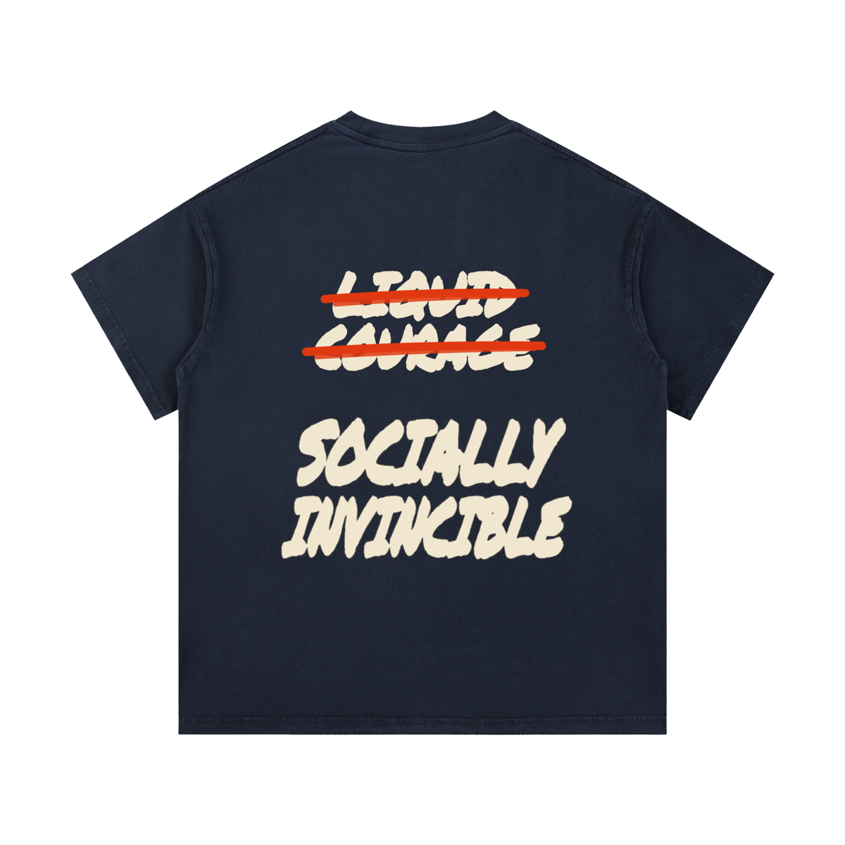 Socially Invincible vintage wash tee in royal blue by Milli, view 2