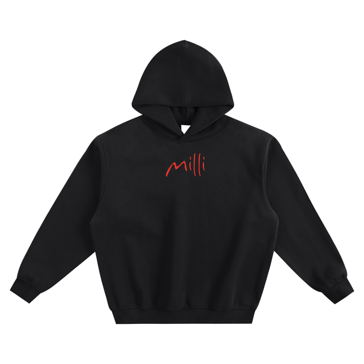 Recreationally Unavailable fleeced boxy hoodie in black by Milli