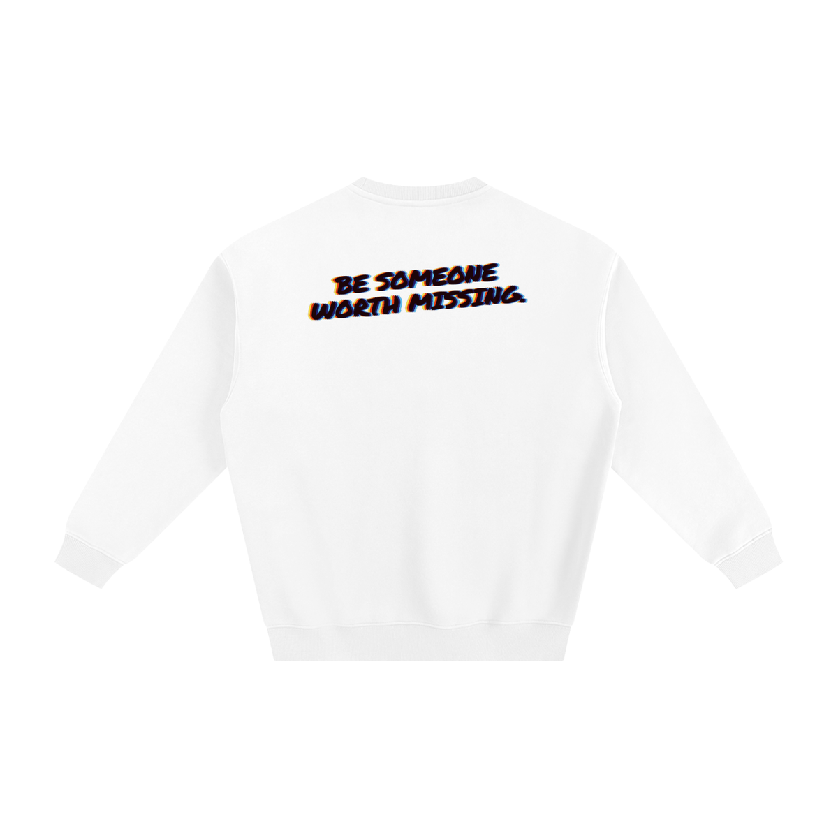 Be Someone Worth Missing fleeced crewneck in white by Milli, view 2