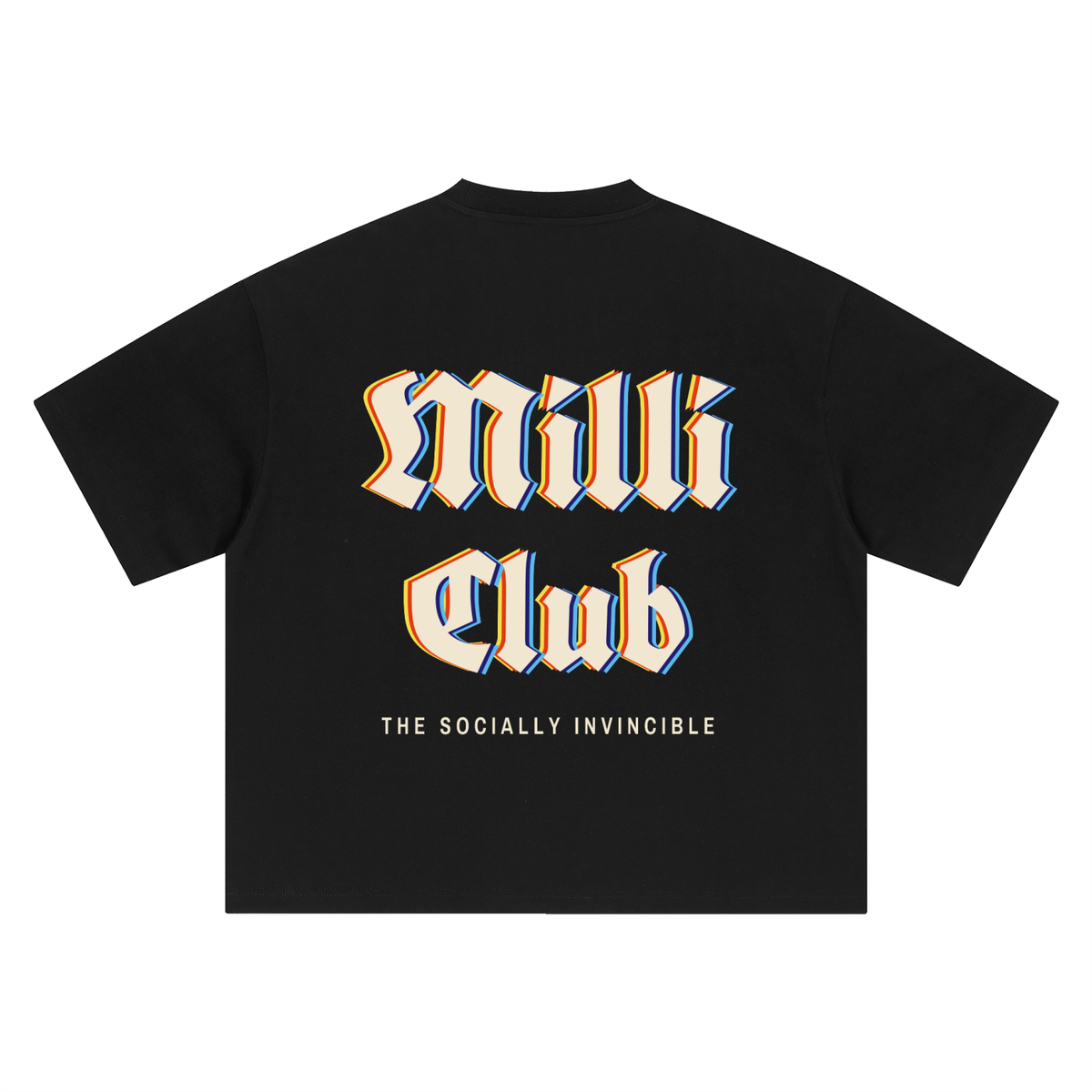 Milli Club heavyweight boxy tee in black by Milli, view 2