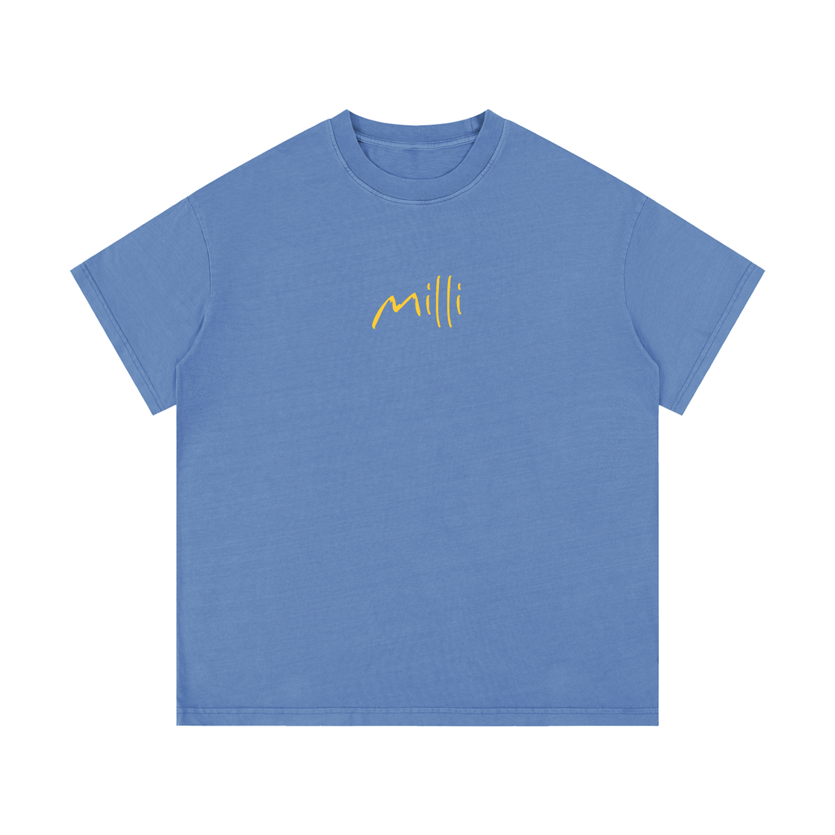 Make It Worth The Group Chat vintage wash tee in cobalt blue by Milli