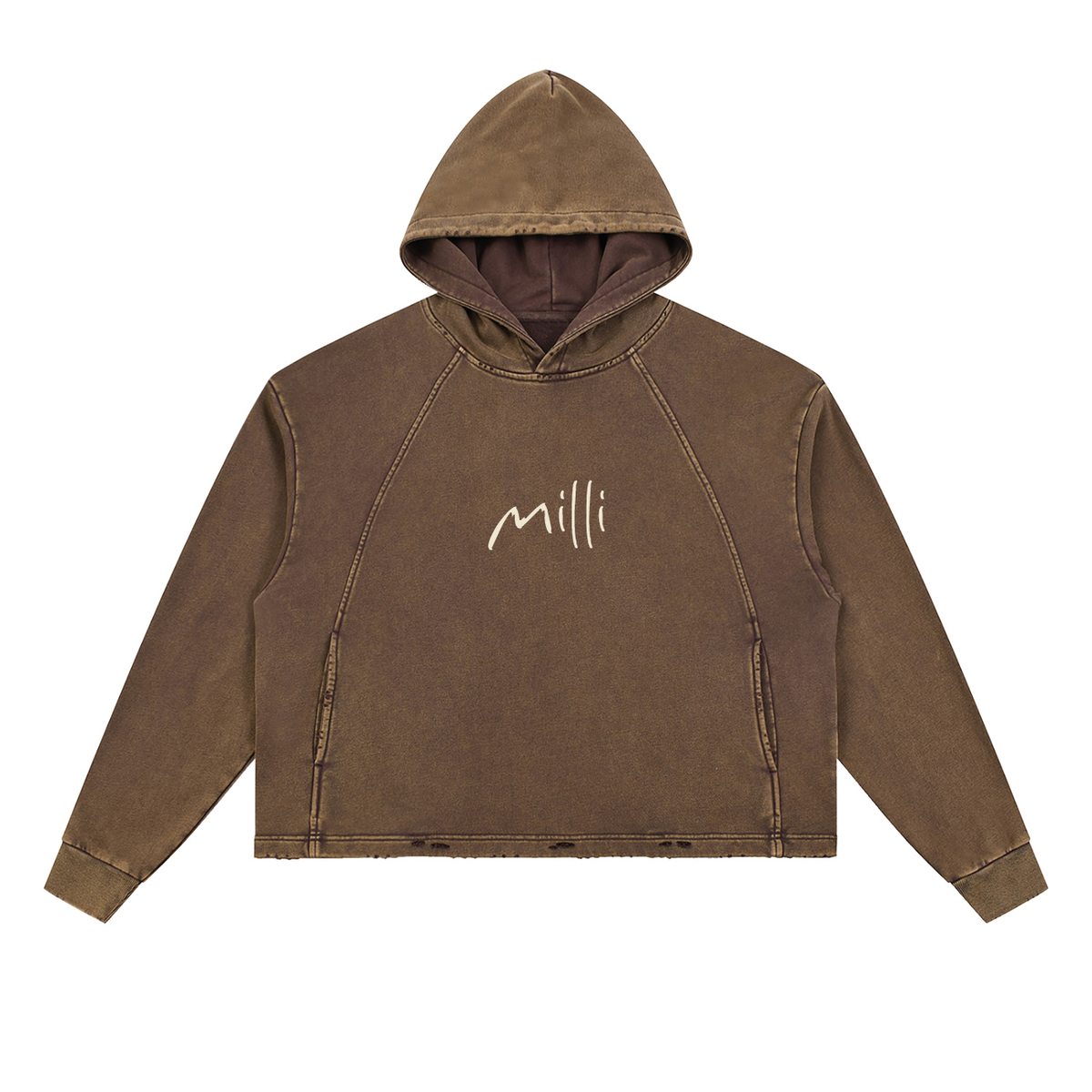 Make Tonight A Movie vintage frayed-hem hoodie in brown by Milli
