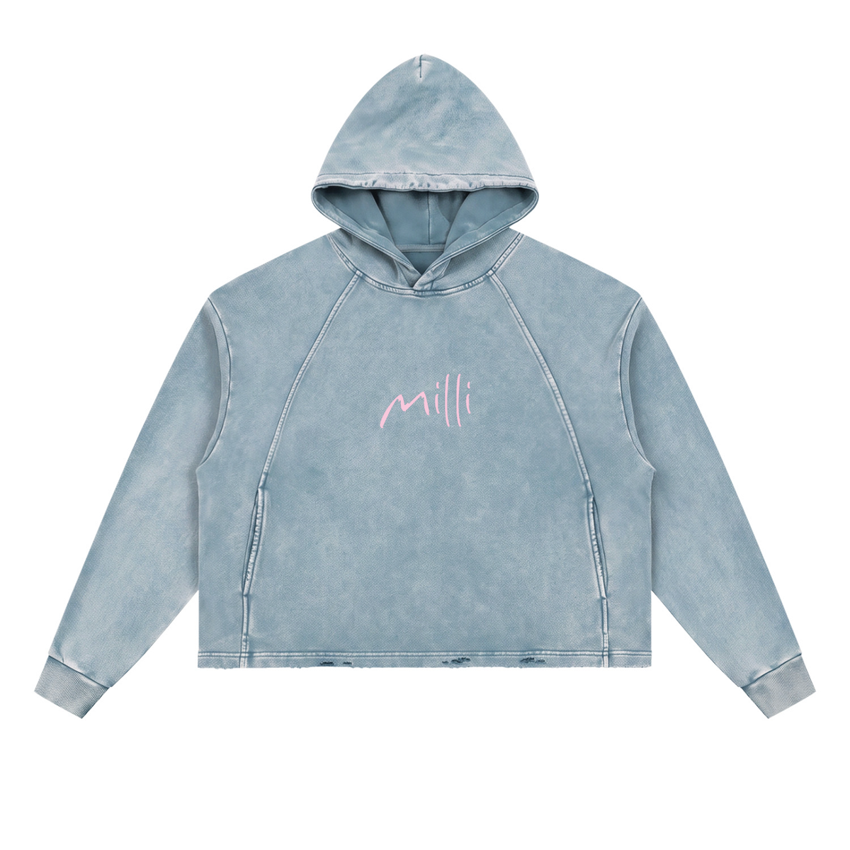Make Tonight A Movie vintage frayed-hem hoodie in blue by Milli