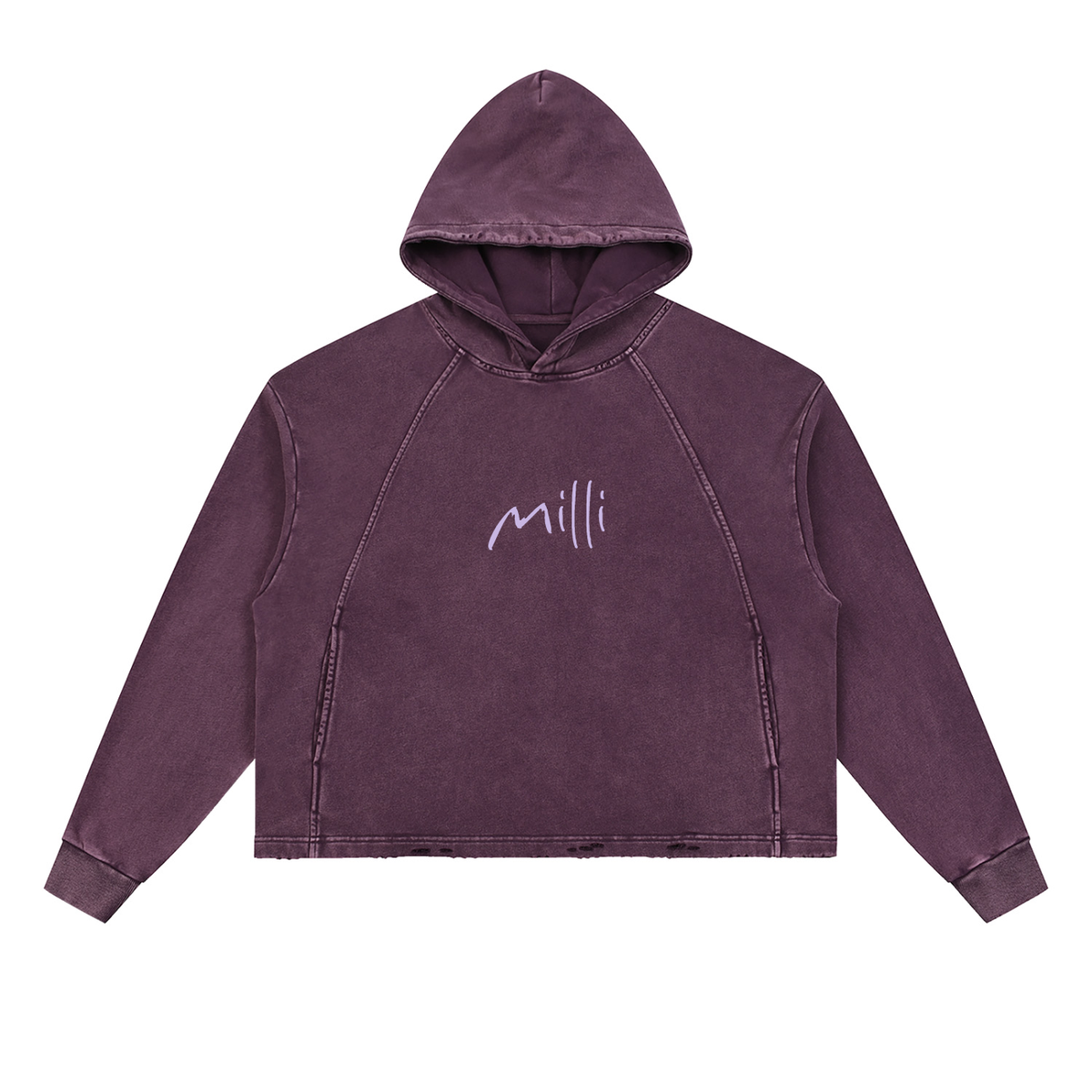 Make Tonight A Movie vintage frayed-hem hoodie in purple by Milli